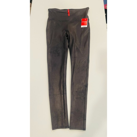 SPANX Pants - Spanx Leggings Womens size Large black Faux Patent Leather